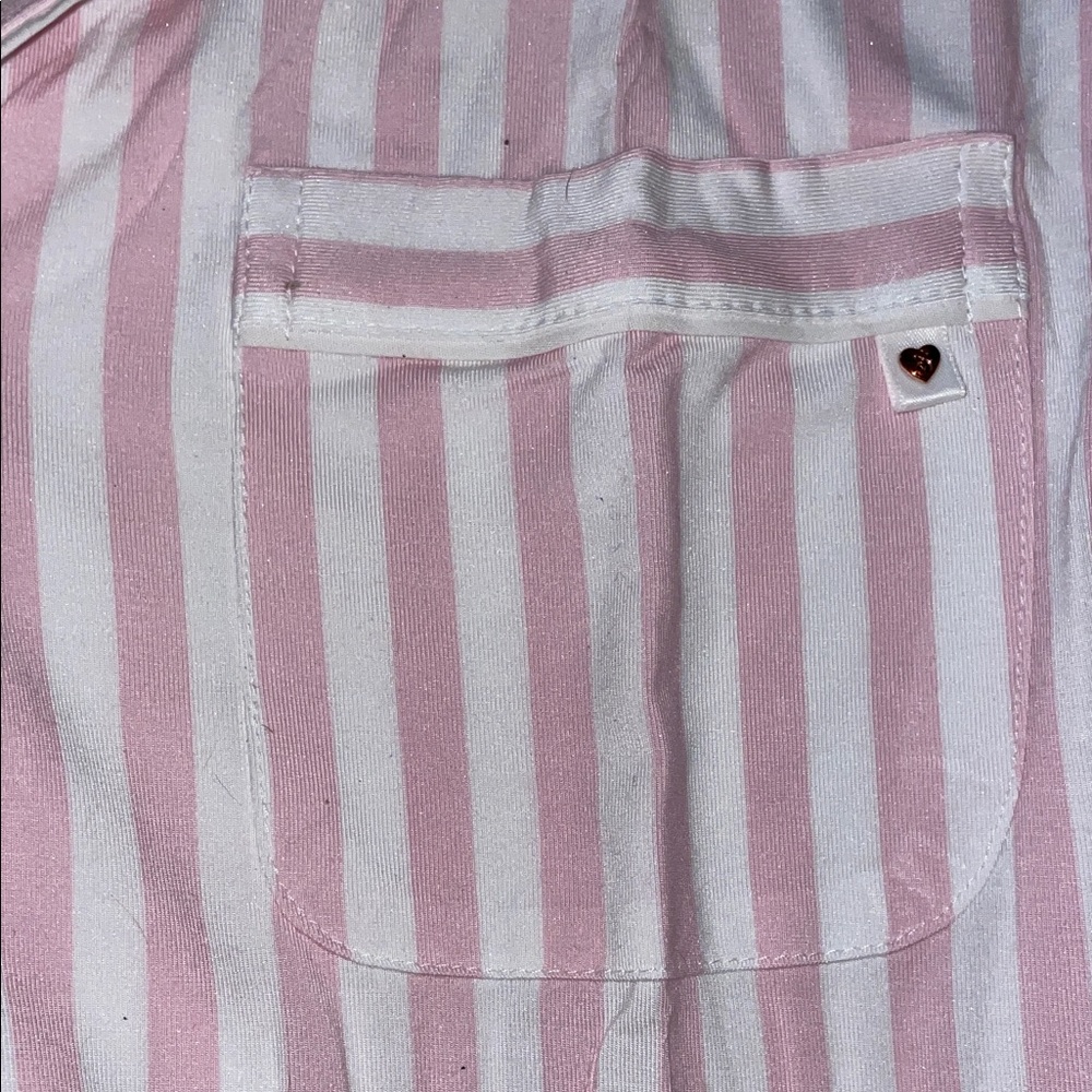 Victoria's Secret Blush and White Striped Pajama model soft Set w/ free panties - Picture 11 of 16